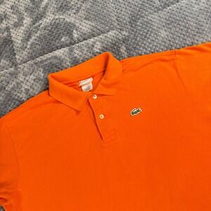 Lacoste Mens Orange Short Sleeve Pique Cotton Polo Shirt Size 8 XXL 3XL
